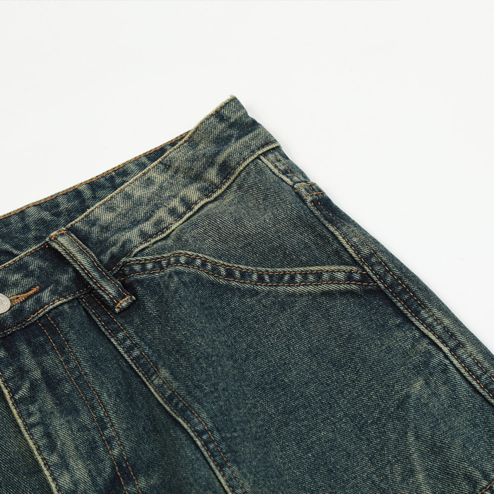 Simple Washed And Worn Jeans For Men