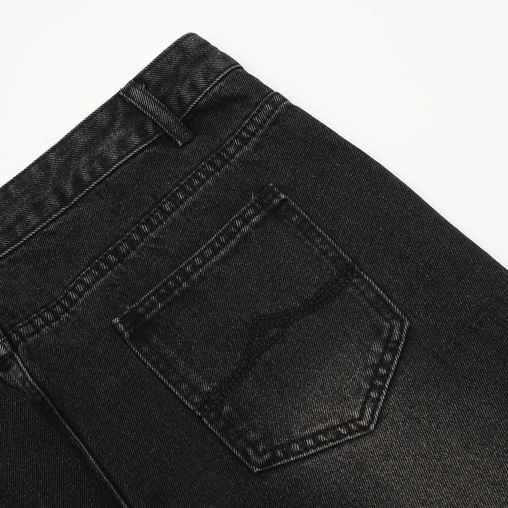 Workwear Washed And Worn Jeans For Men