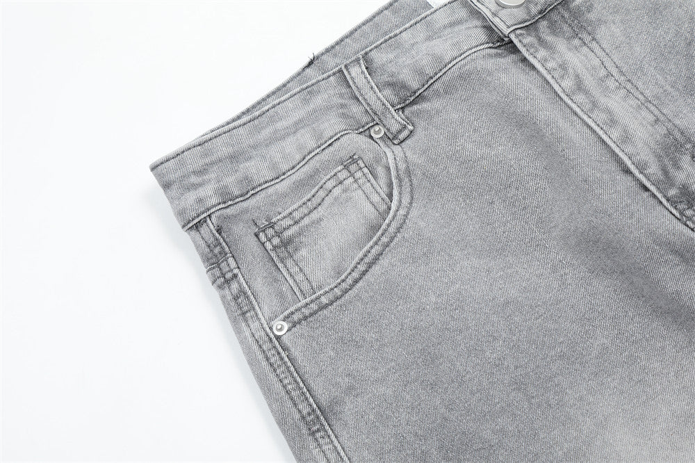 Washed Vintage Washed Raw Hem Jeans Men