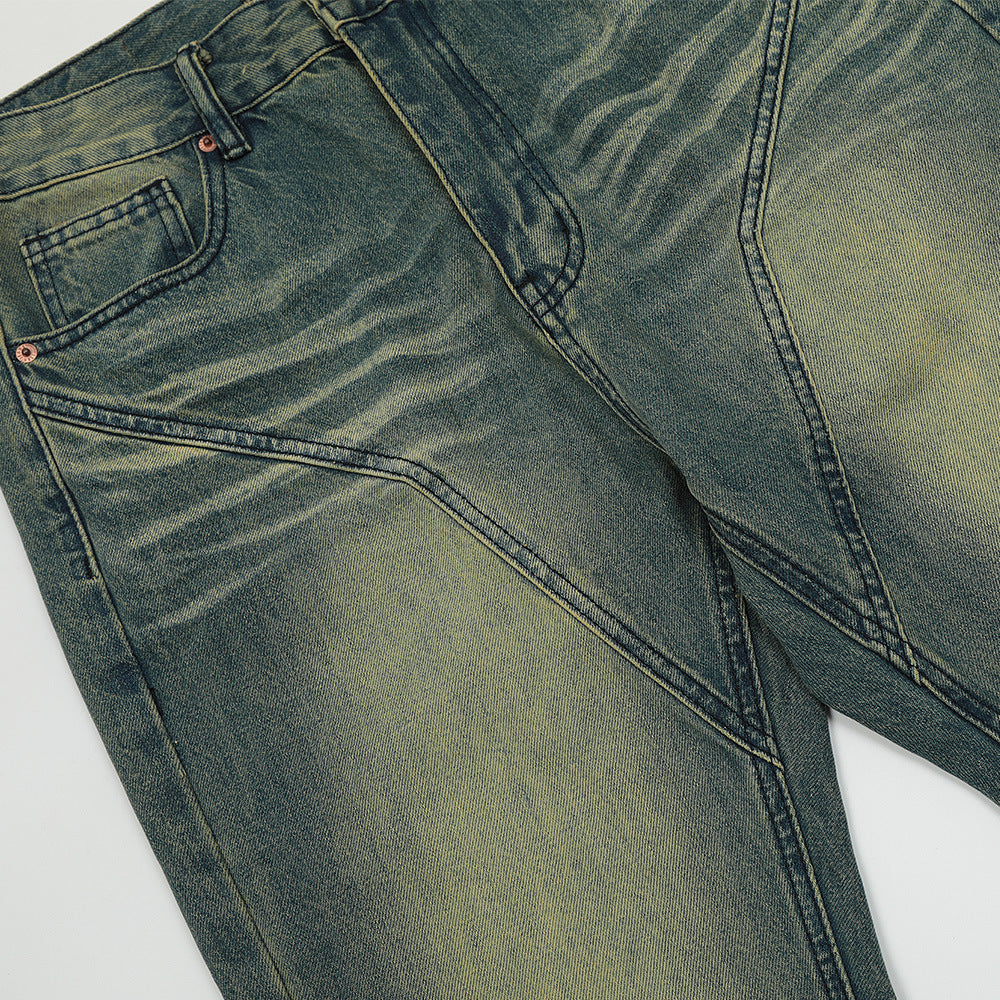 Washed Contrast Color Skinny Jeans For Men
