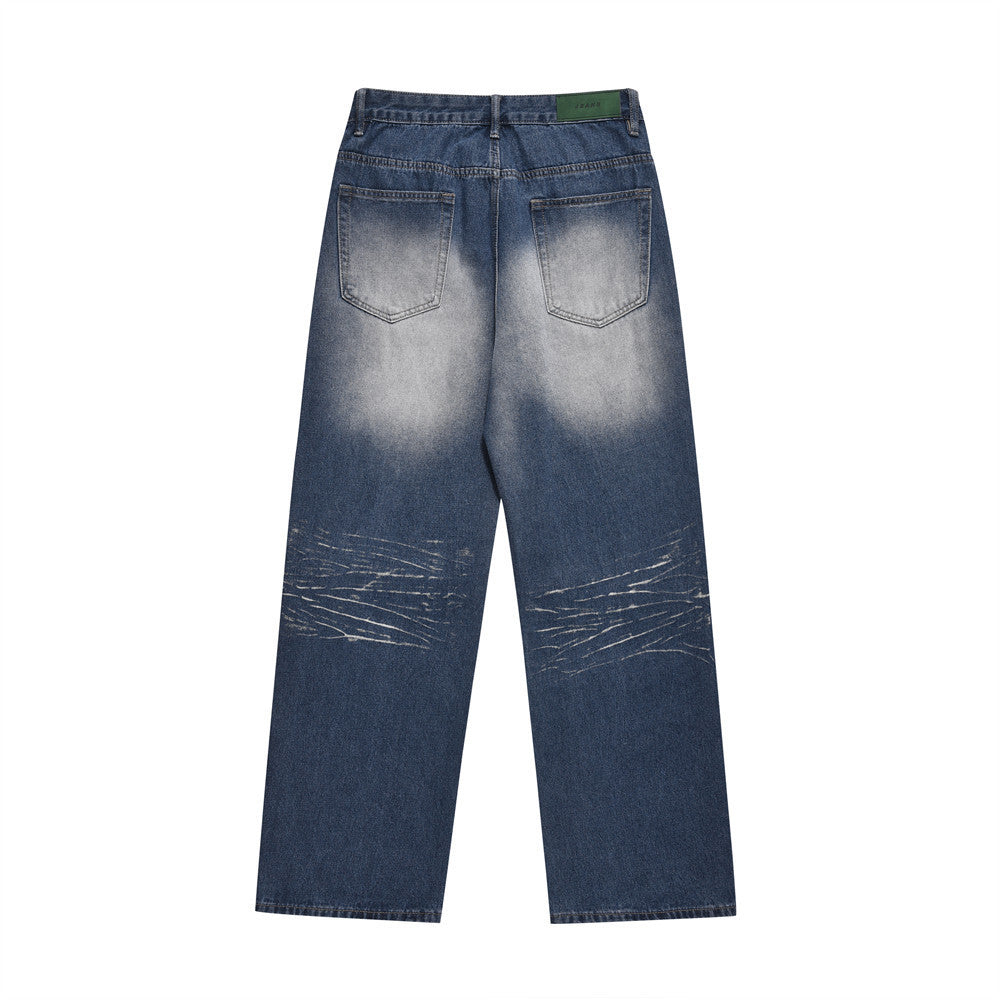 Contrast Color Wide Leg Jeans For Men