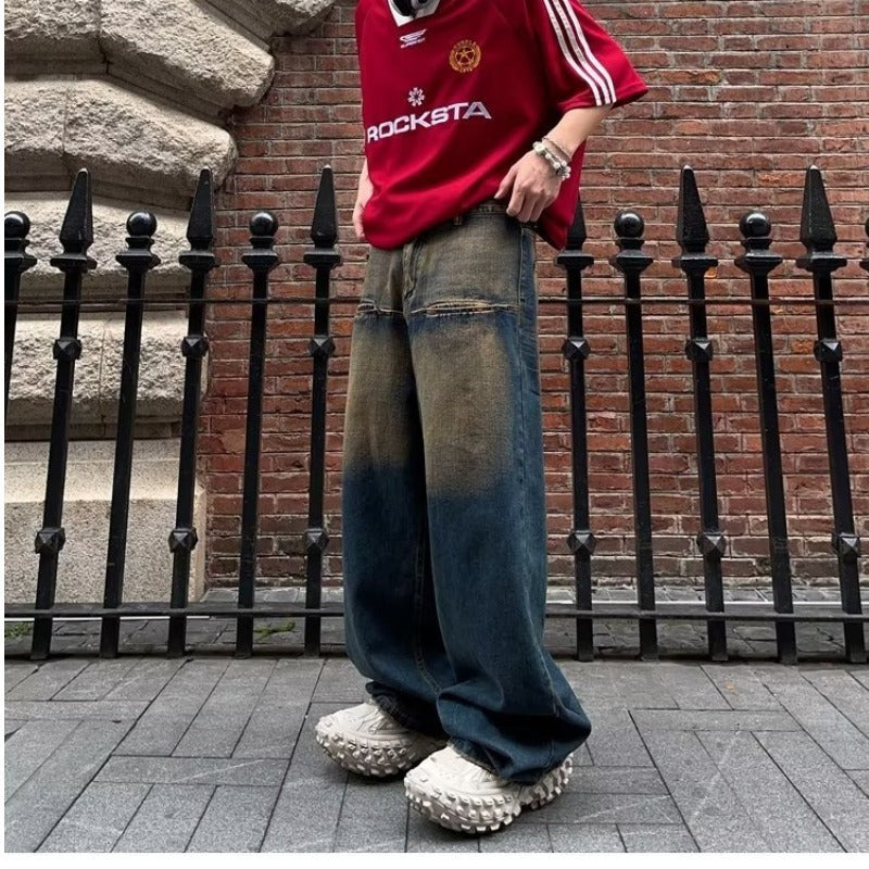 Contrast Color Retro Jeans For Men And Women