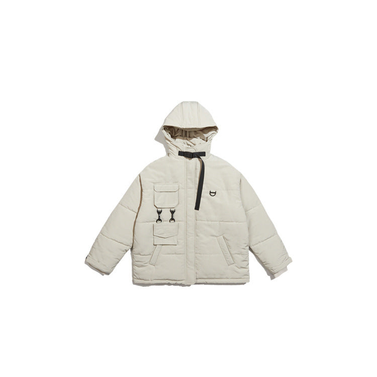 Waterproof Warm Padded Jacket Men's Fake Two Piece Tooling Multi Pocket Thickened