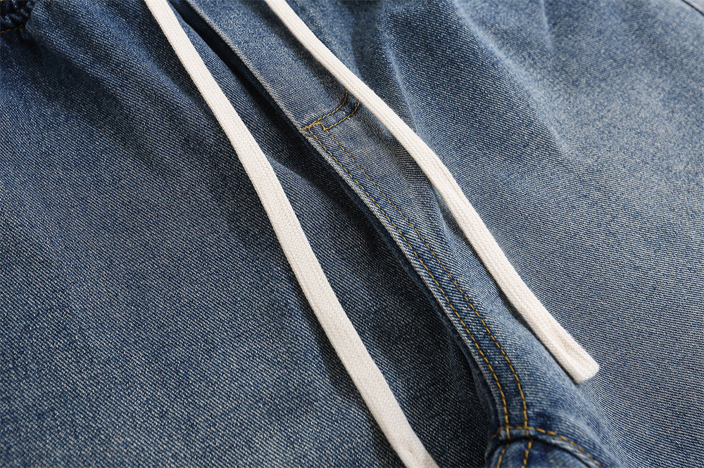 Tether Elastic Waistband All-matching Jeans Men