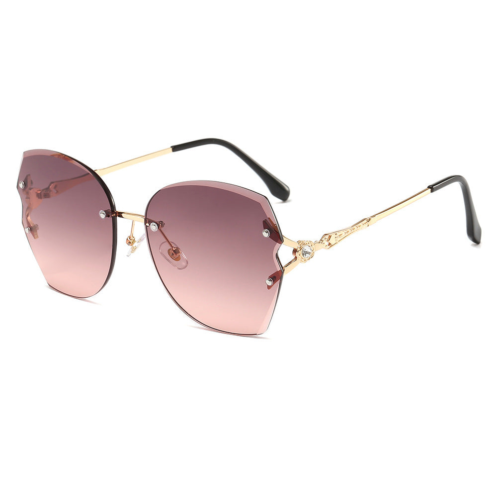 Women's frameless trimmed sunglasses