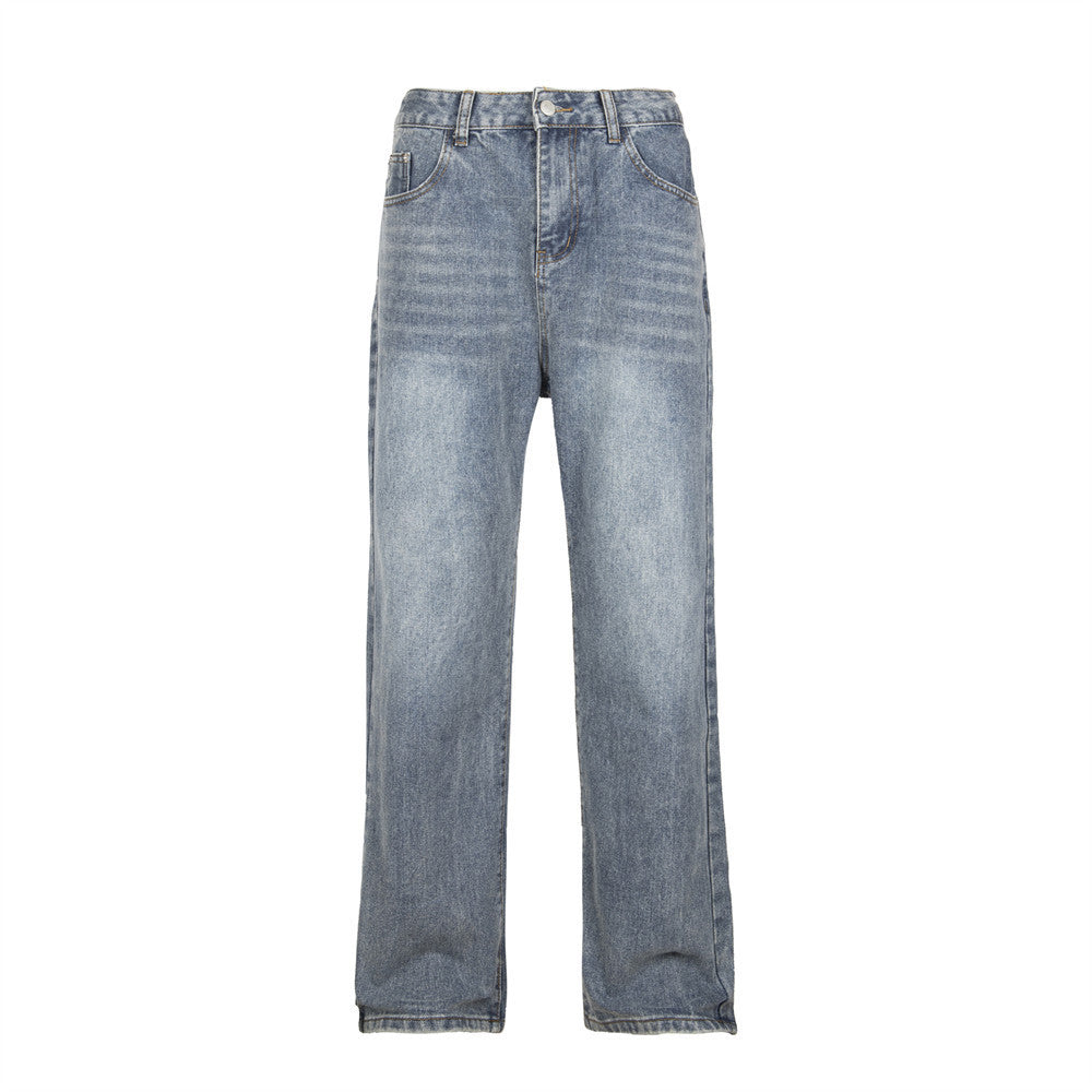 Embroidery Small Flower Straight Jeans For Men