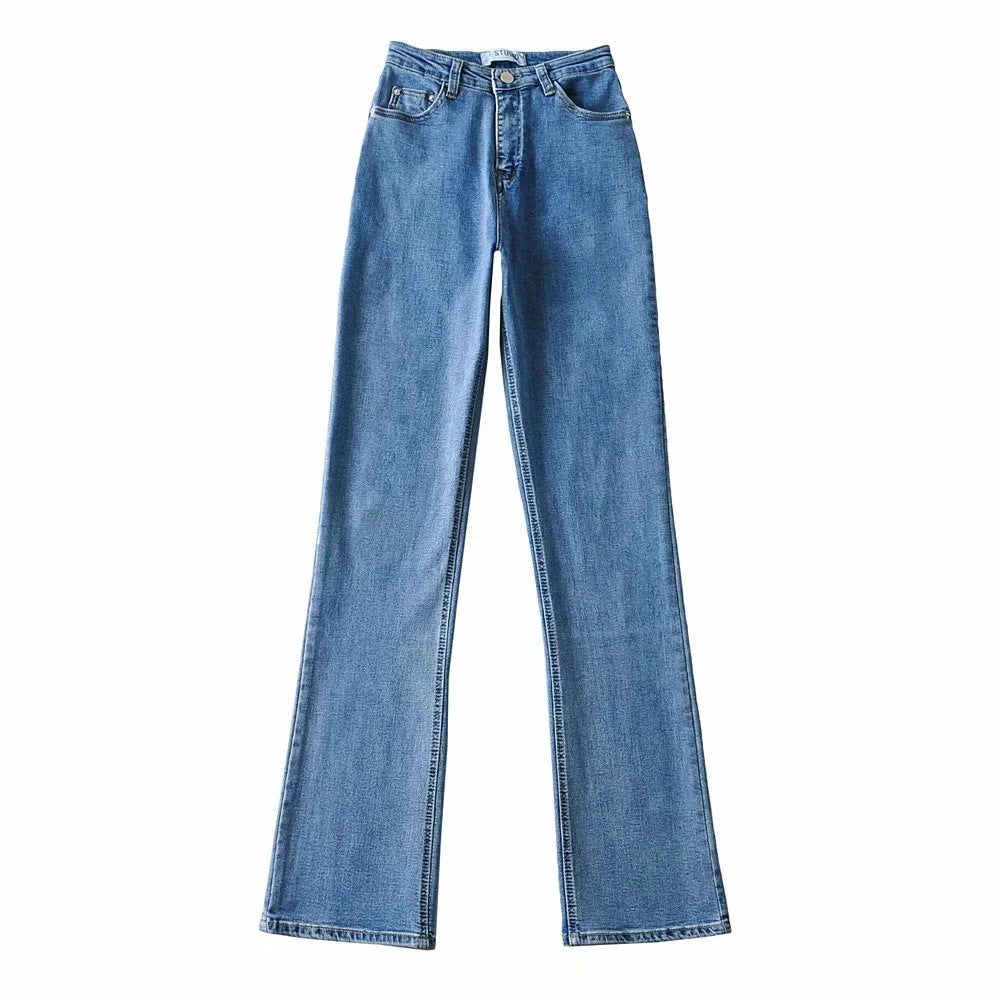 European And American Ins Retro Slim Micro Flare Jeans Women
