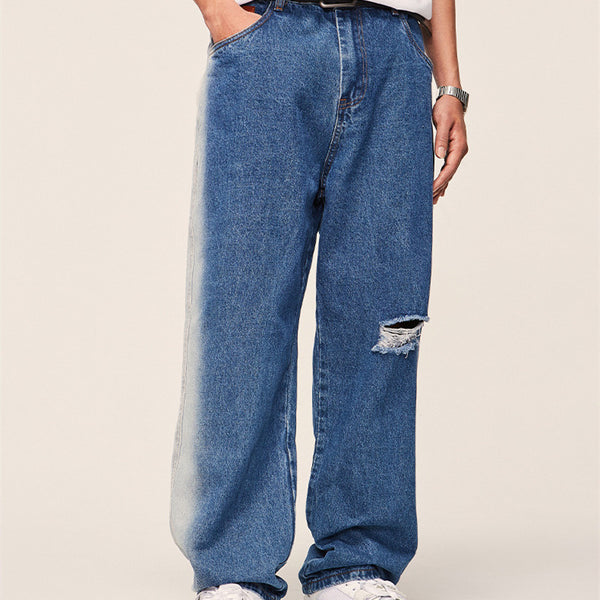 Men's Loose Hole Pocket Jeans