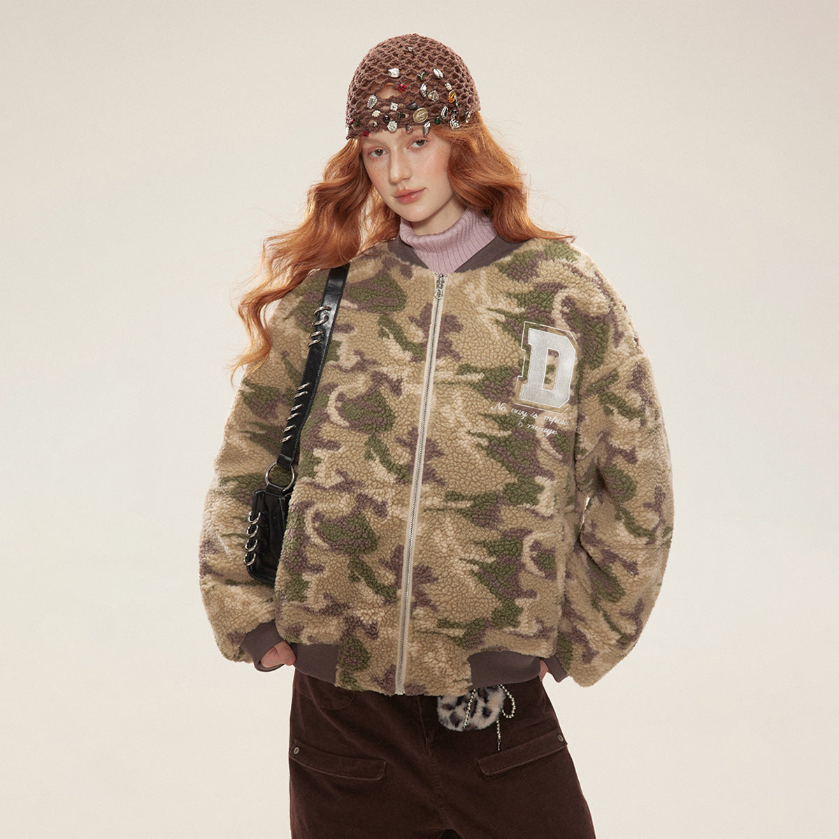 Lambskin Cotton-padded Camouflage Baseball Uniform
