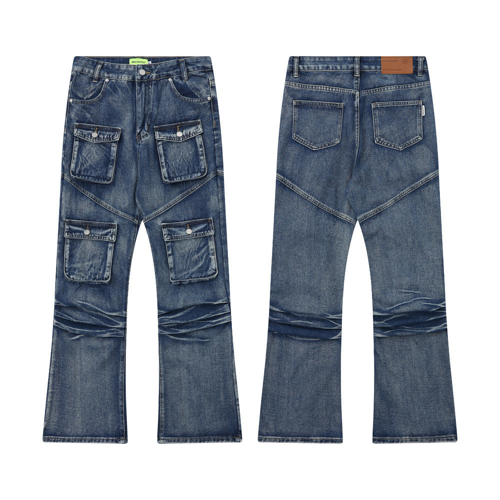 Multi-Pocket Workwear Jeans For Men And Women
