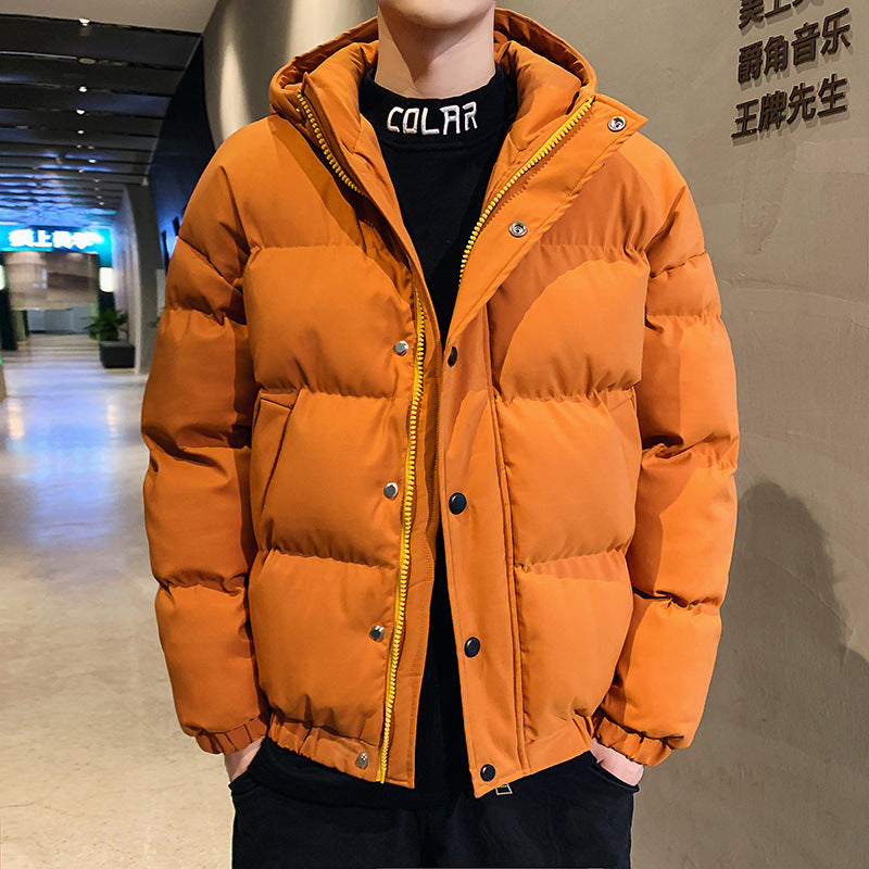 Hooded thick solid color cotton jacket