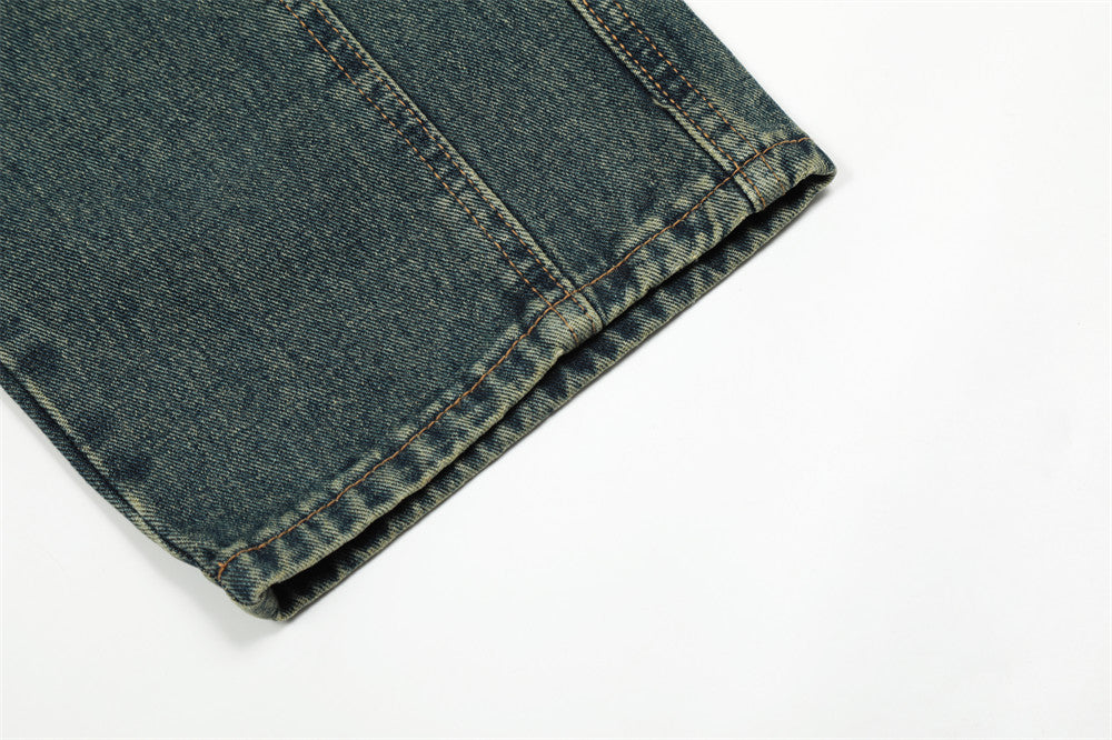 Simple Washed And Worn Jeans For Men