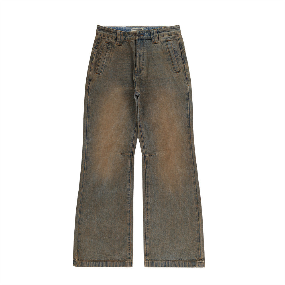 Distressed Dirty Wide-leg Jeans For Men