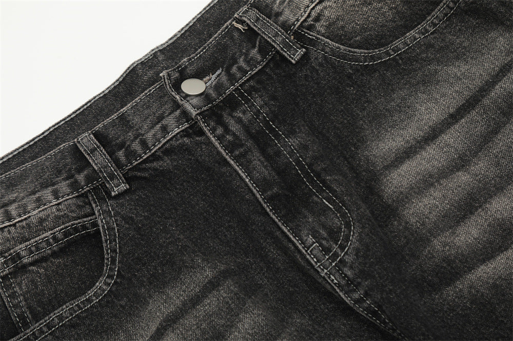 Vintage Washed Cat Beard Indentation Jeans For Men
