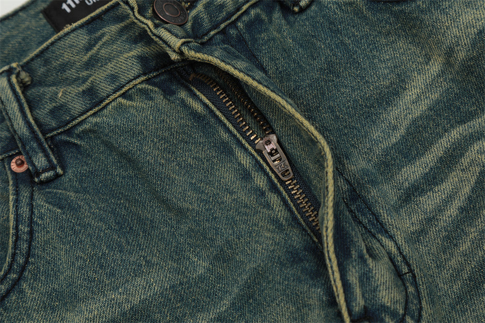 Washed Contrast Color Skinny Jeans For Men
