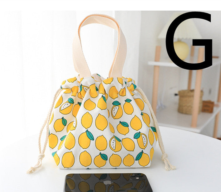 Canvas Handbag Women's Lunch Box Lunch Box Drawstring Cloth Handbag