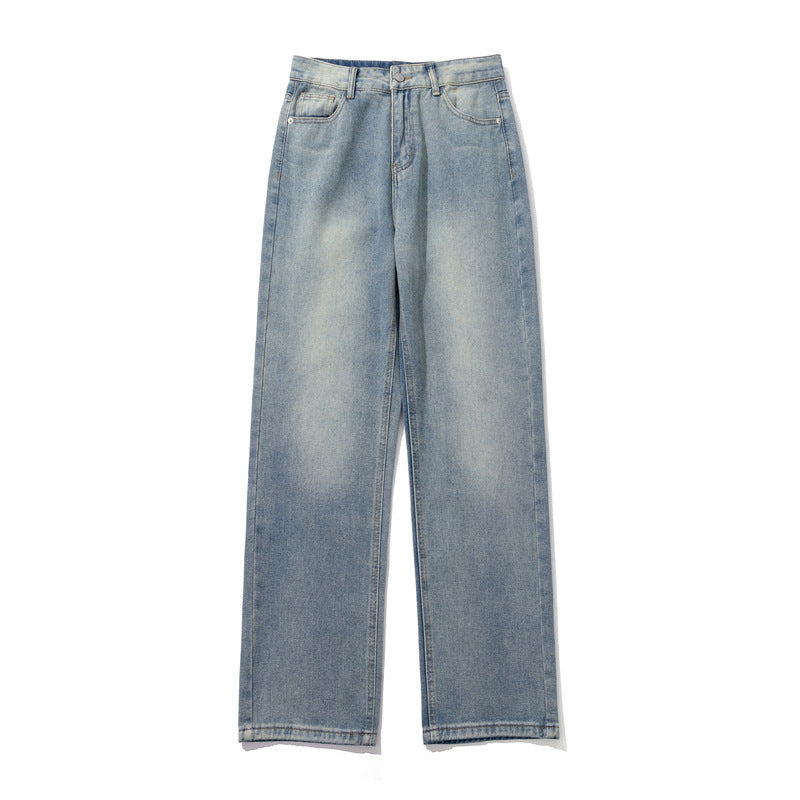 Yellow Mud Dyed High Street Washed Worn Jeans Men