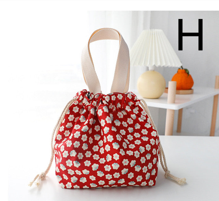 Canvas Handbag Women's Lunch Box Lunch Box Drawstring Cloth Handbag