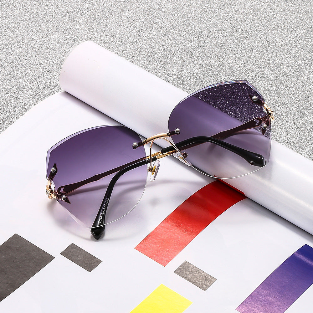 Women's frameless trimmed sunglasses