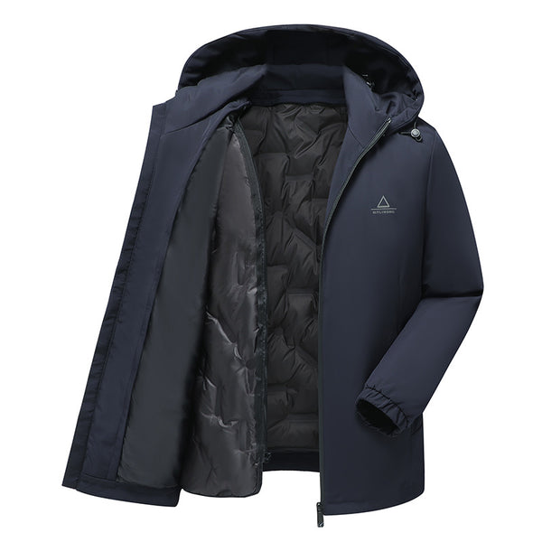 Detachable Liner Men's Hooded Mid-length Down Jacket