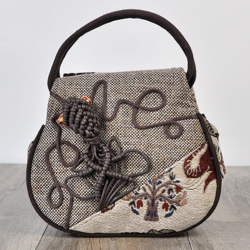 Burlap woven handbag