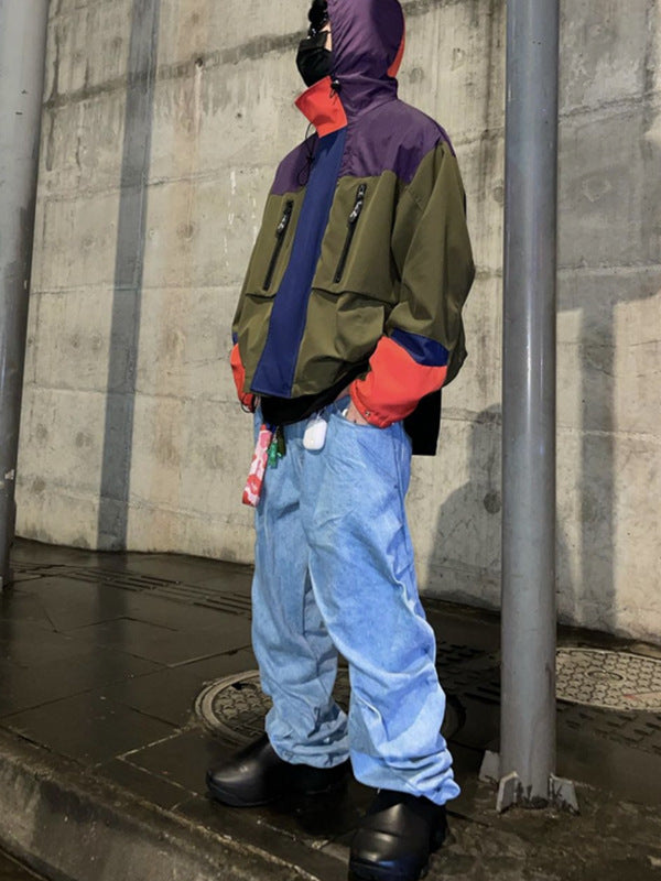 Retro Street Hip Hop Style Irregular Pleated Jeans