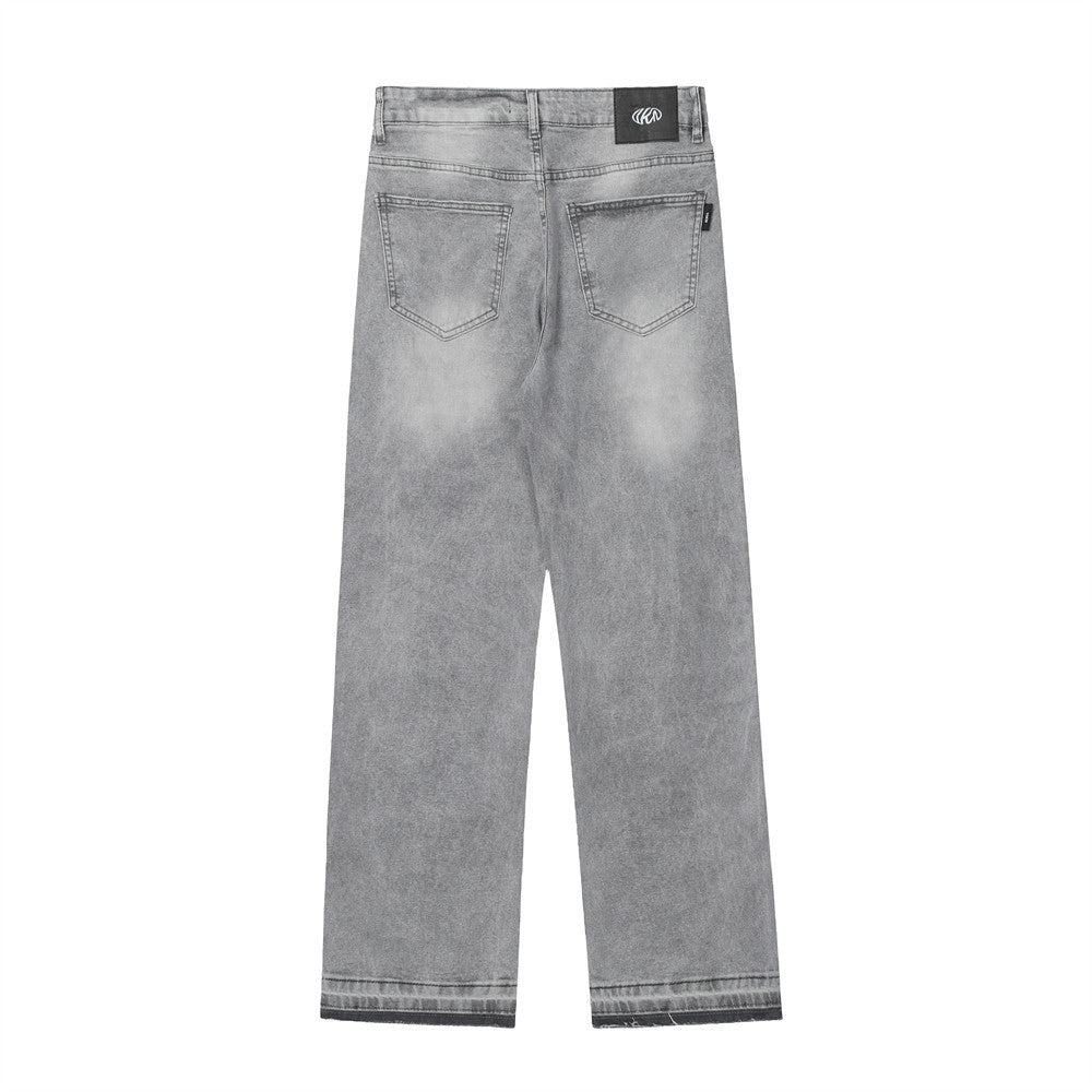 Washed Vintage Washed Raw Hem Jeans Men