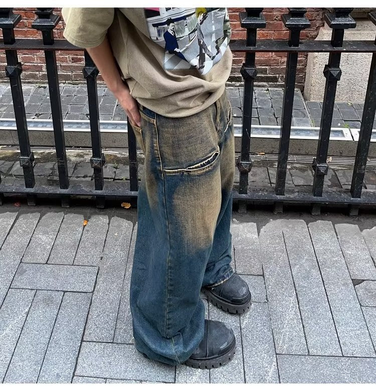 Contrast Color Retro Jeans For Men And Women