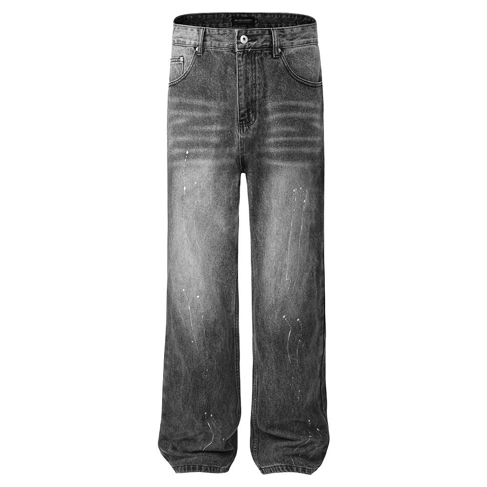 Fashion Wash Spray Printed Jeans For Men
