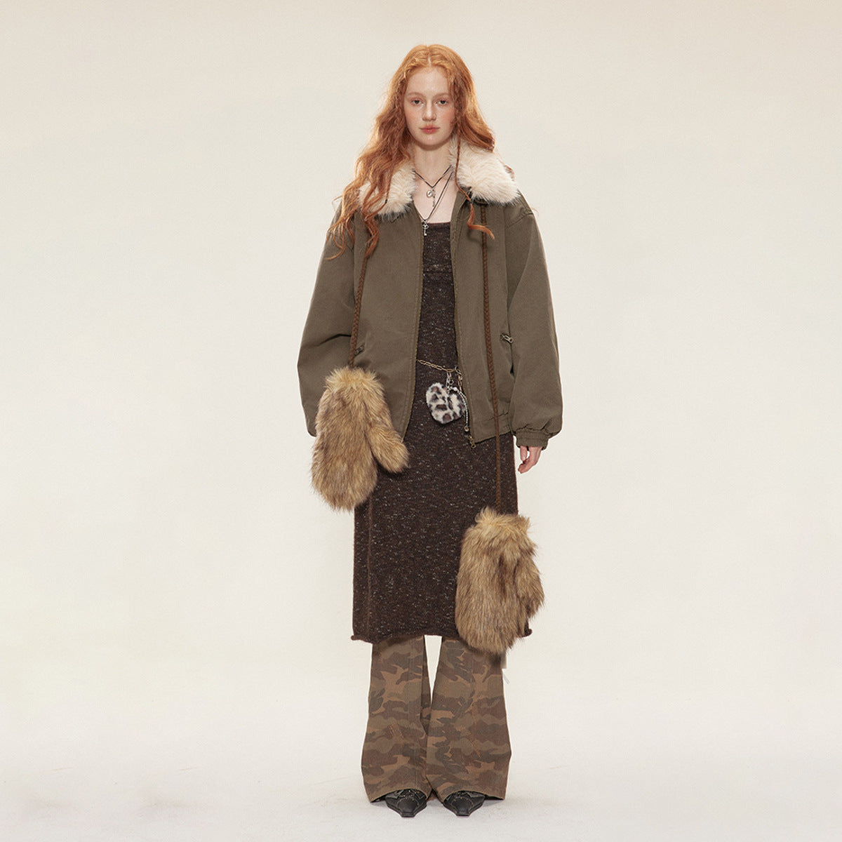 New Winter Cotton Dress Coat Detachable Fur Collar