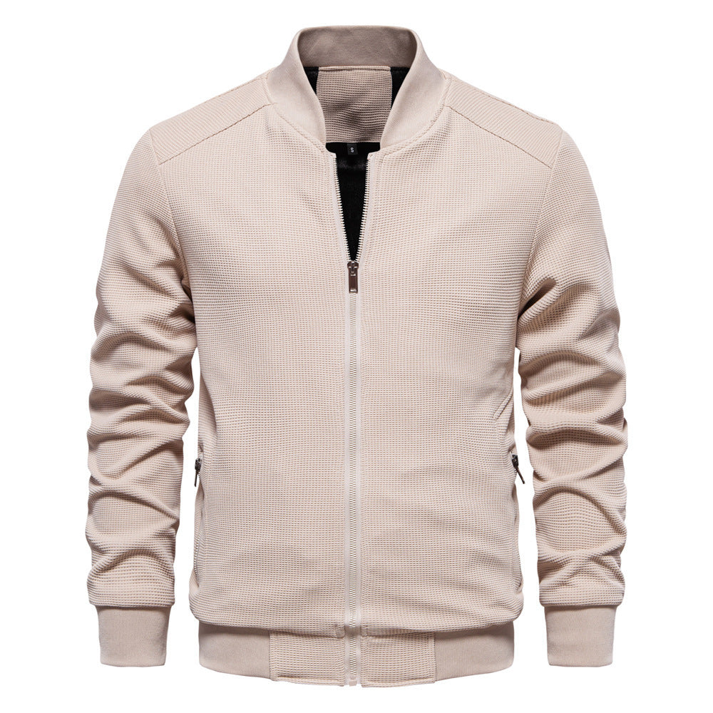 Stand Collar Men's Solid Color Jacket
