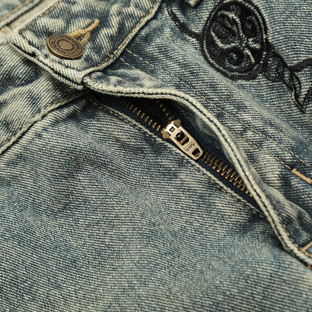 Hole Denim Men Trousers Heavy Industry Washing