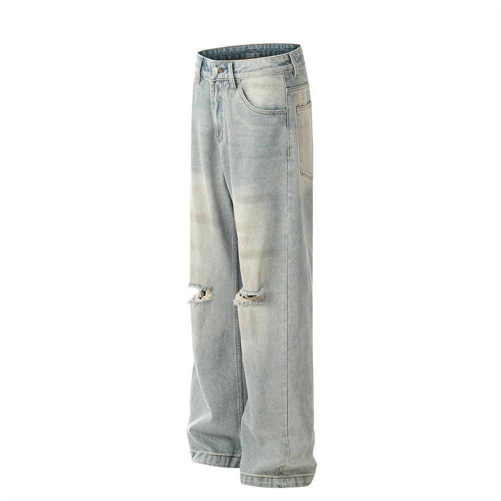 American Water Washed Hole Jeans For Men