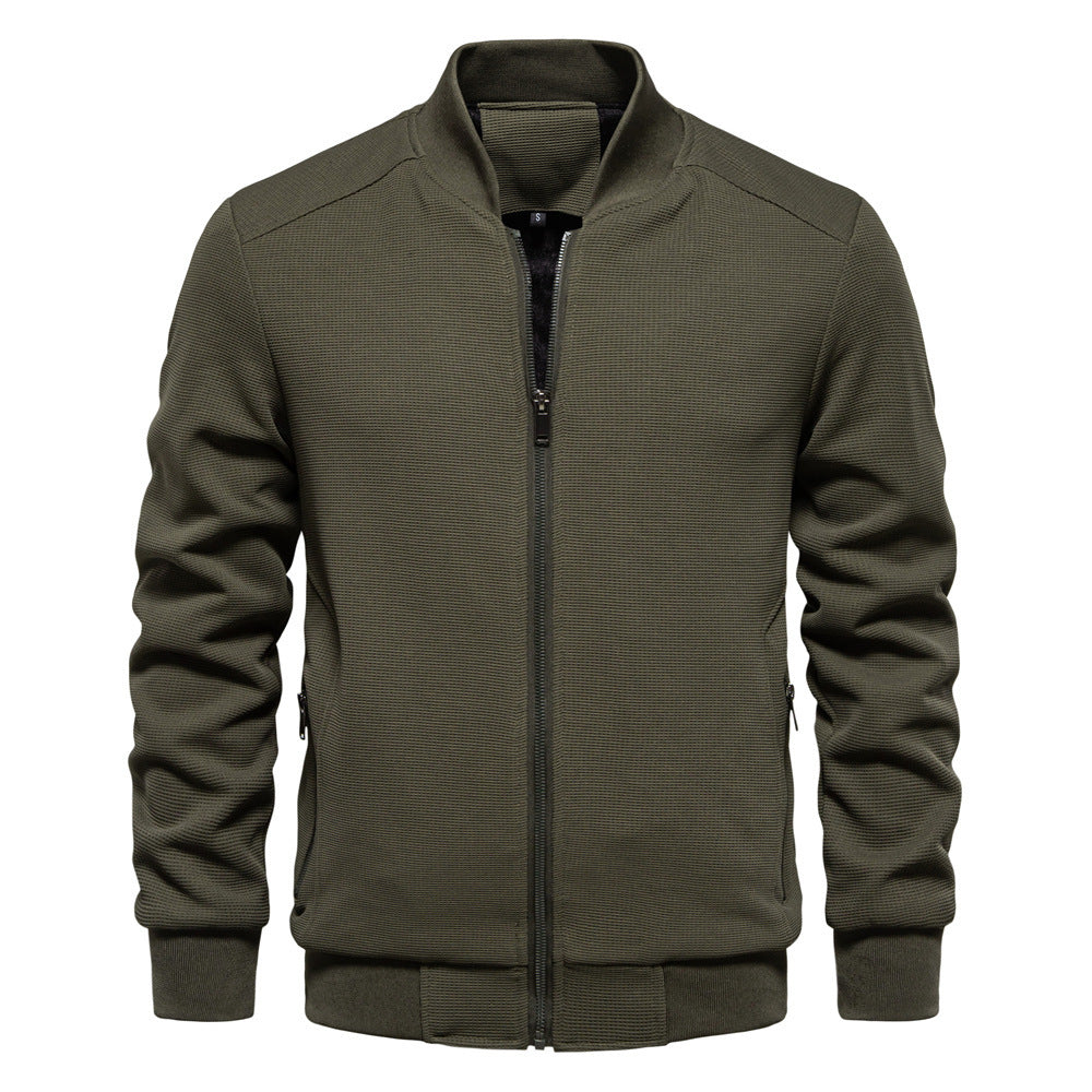 Stand Collar Men's Solid Color Jacket