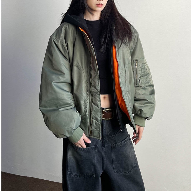 Pilot Stand Collar Retro Loose All-matching Thickened Fall Winter Coat
