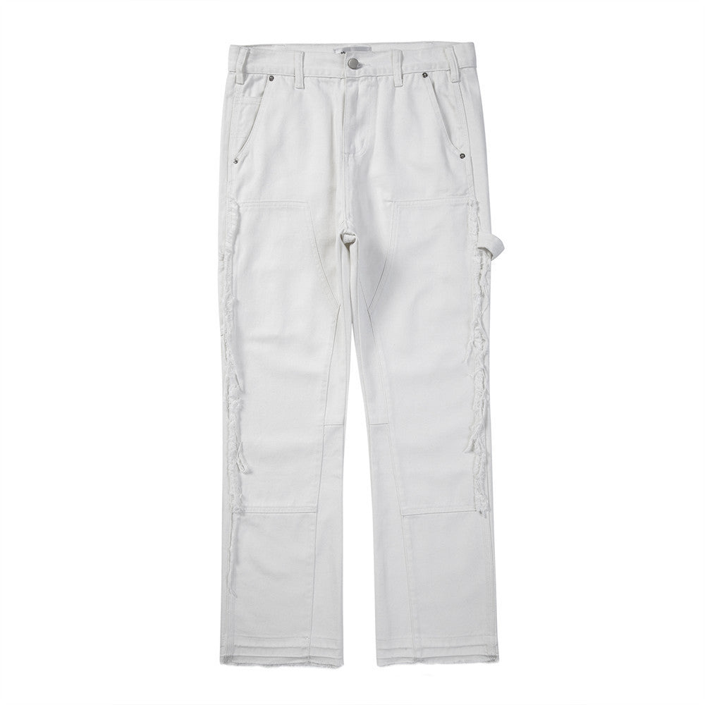 Side Stitching Cat Whisker Jeans For Men