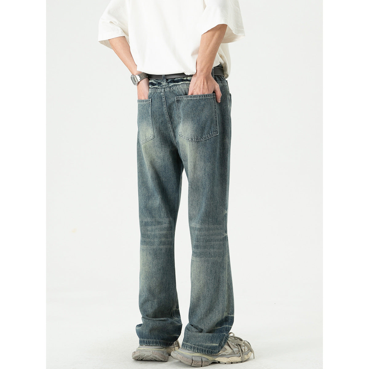 Retro Washed Denim Trousers Bell-bottom Pants