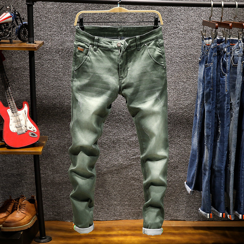 Men's jeans in spring, European and American trend jeans, fashion self cultivation stretch pants