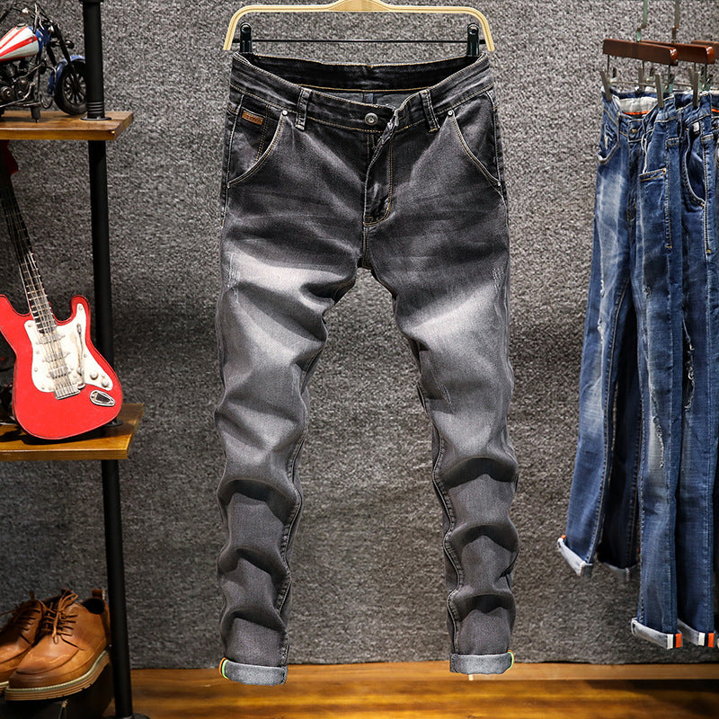 Men's jeans in spring, European and American trend jeans, fashion self cultivation stretch pants