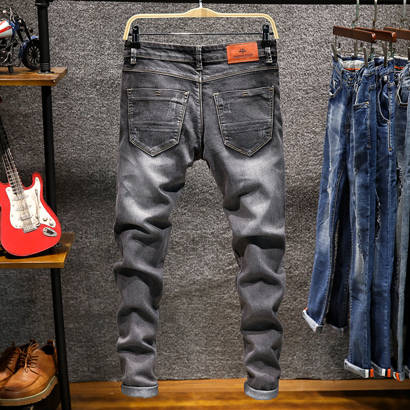 Men's jeans in spring, European and American trend jeans, fashion self cultivation stretch pants