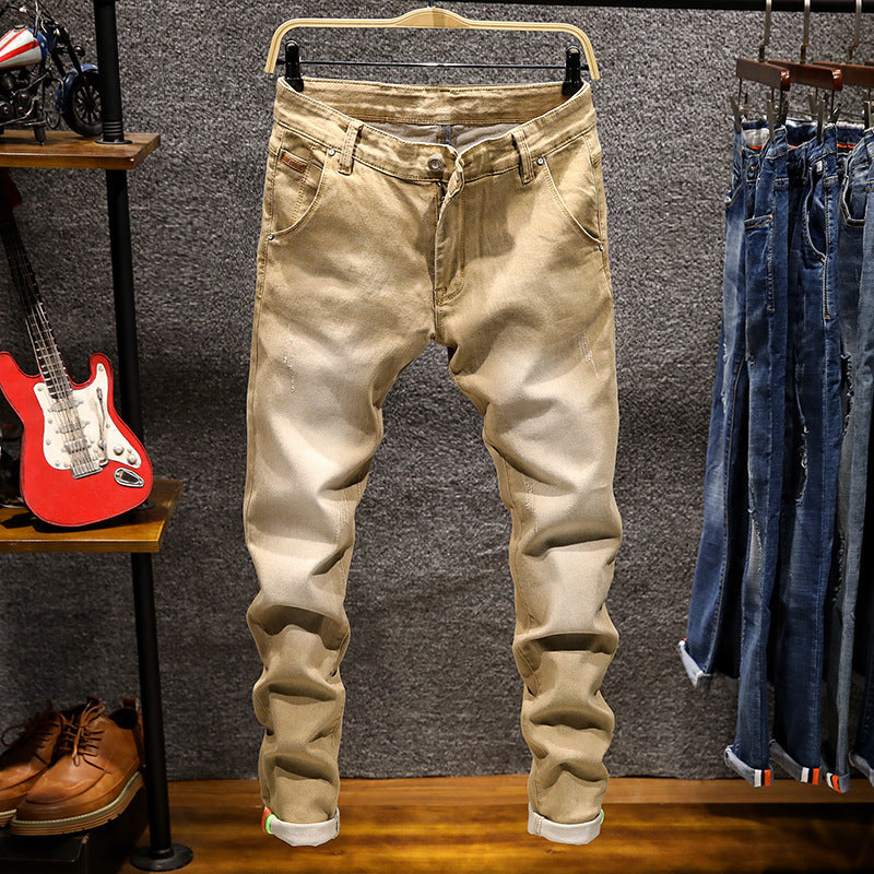 Men's jeans in spring, European and American trend jeans, fashion self cultivation stretch pants