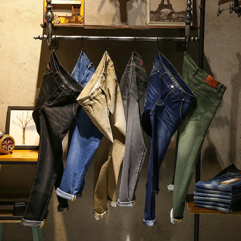 Men's jeans in spring, European and American trend jeans, fashion self cultivation stretch pants
