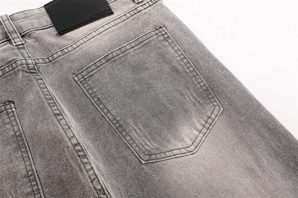 Washed Frayed Hem Straight Jeans For Men