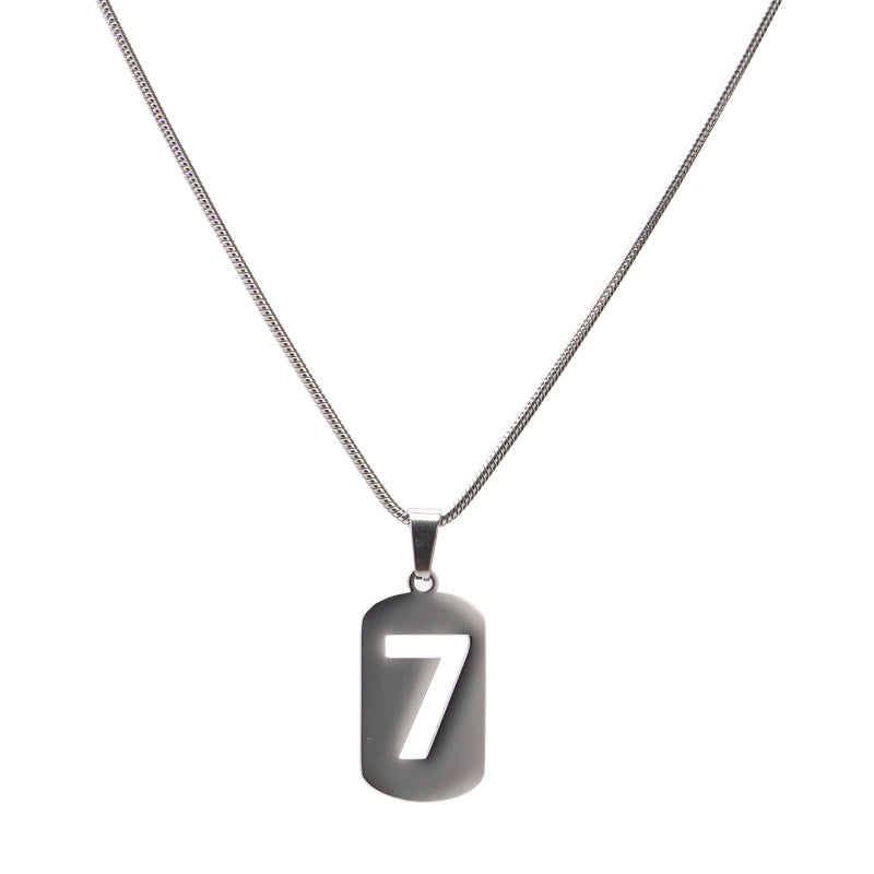 Sweater Accessories Lucky Number 7 Styling Necklace Ins Simple Earth Cool Jump Di Couple Men And Women Sweater Chain
