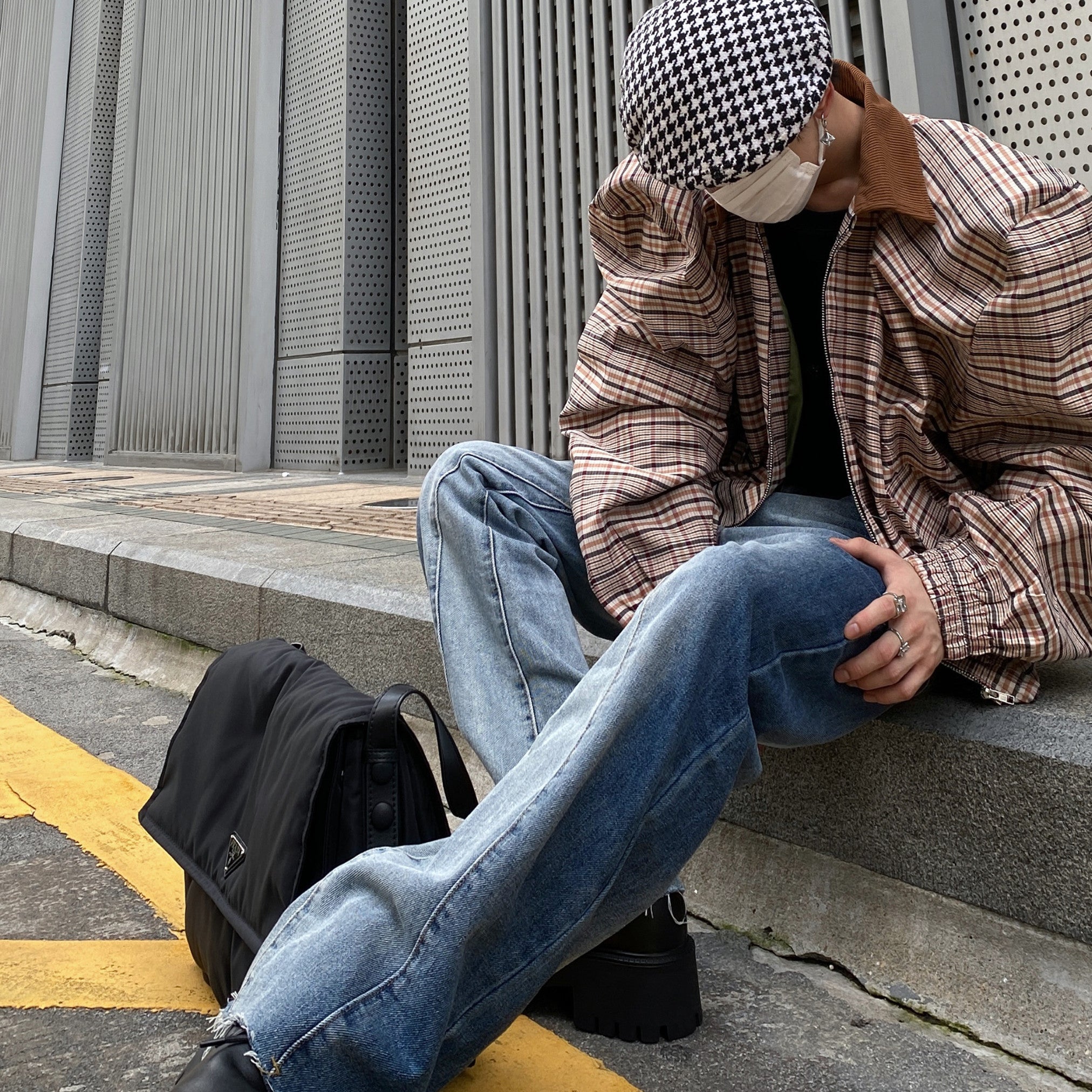 Contrast Color Tie-dye Gradient Jeans Slightly Flared Casual Pants