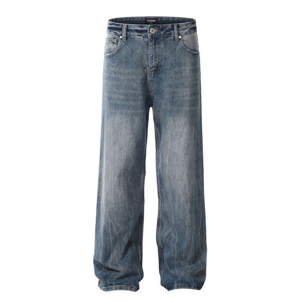 Washed Old Wide-leg Jeans For Men
