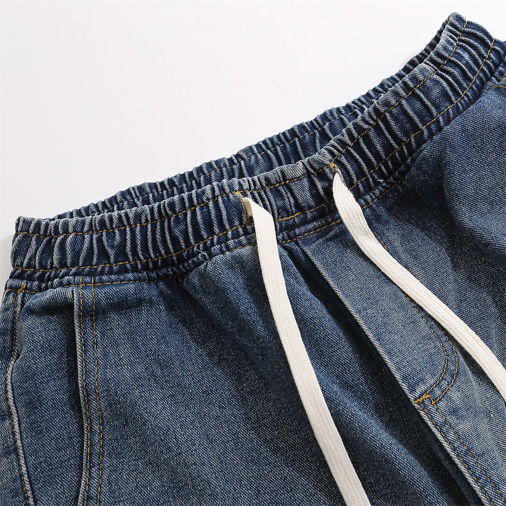 Tether Elastic Waistband All-matching Jeans Men