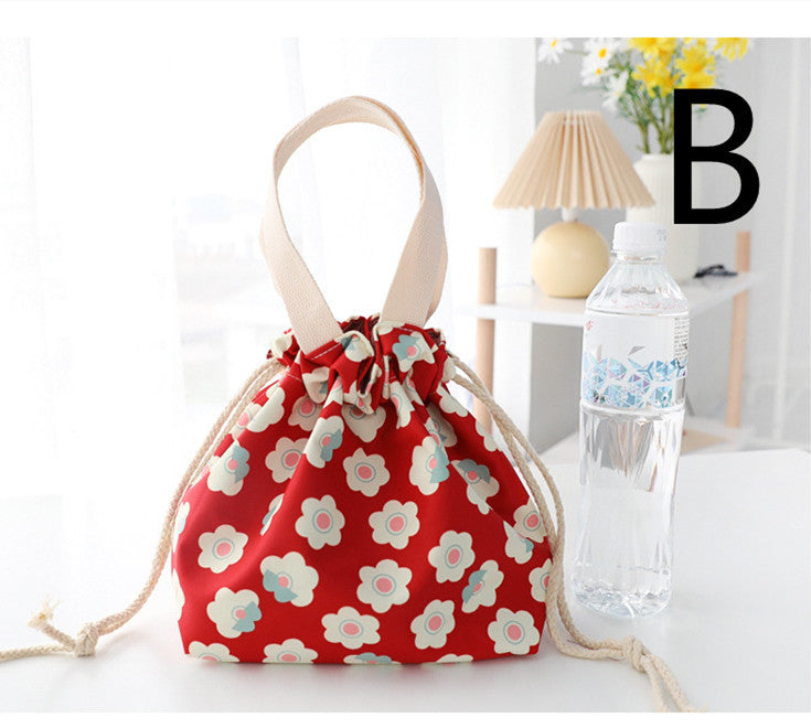 Canvas Handbag Women's Lunch Box Lunch Box Drawstring Cloth Handbag