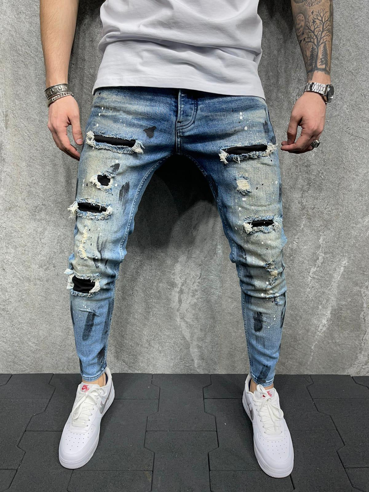 Men's Versatile Casual Slim Ripped Jeans