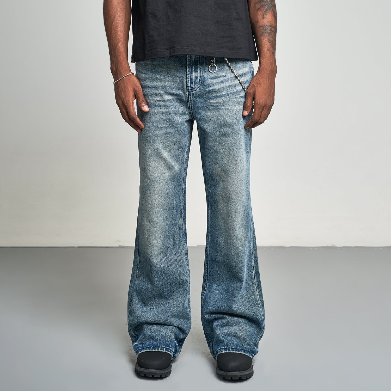 Gradient Washed Slimming And Wide Leg Bootcut Trousers Jeans